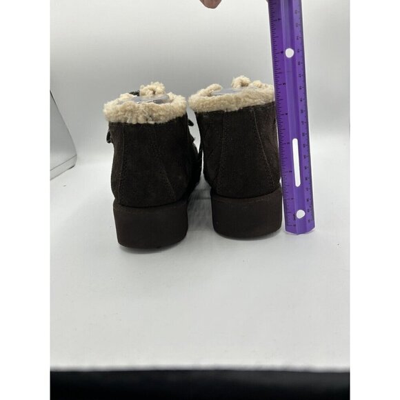 Bearpaw Brown Faux Fur Suede Lace Hiker Ankle Boot Booties Size 9 - Picture 7 of 10